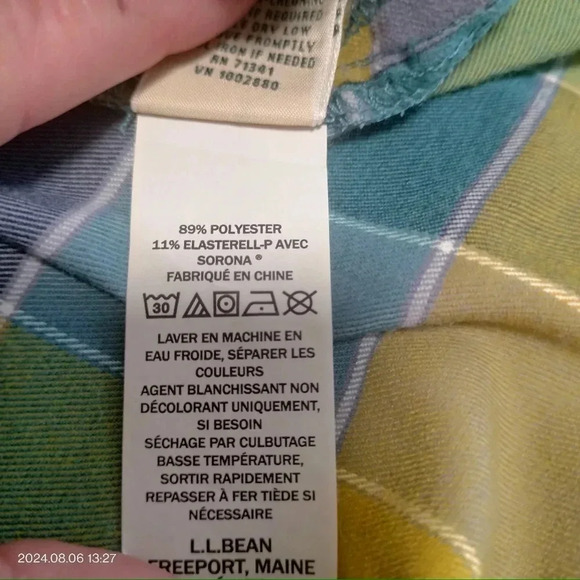 LL Bean Women's Sz Medium Blouse Shirt Button Up Front Pockets Plaid - Picture 6 of 9